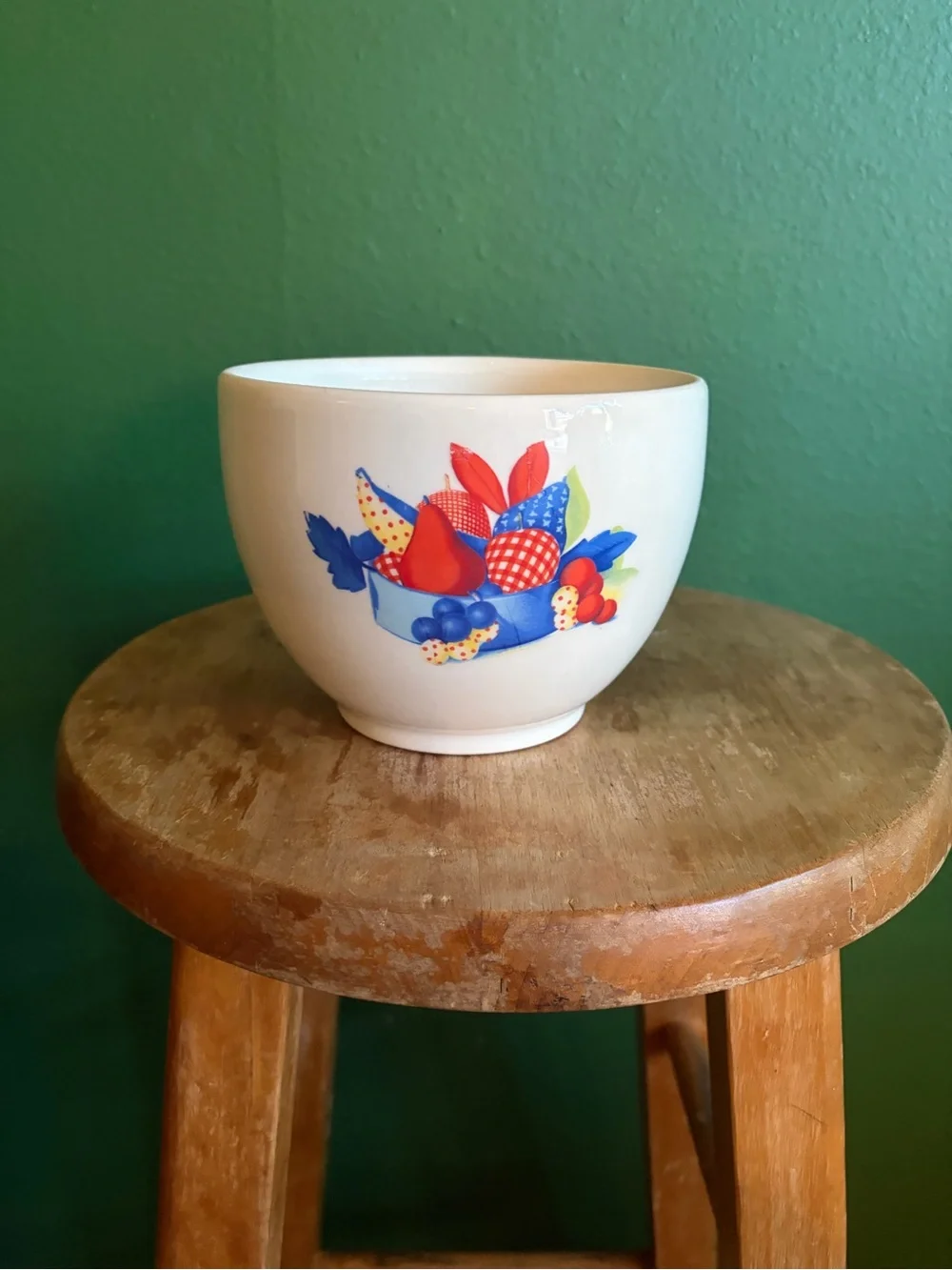 Universal Potteries Calico Fruit Vintage White Stoneware Bowl